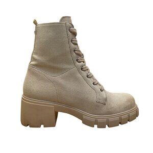 Steve Madden Women’s Beige Leather Lace-Up Zanet Combat Ankle Boots Size 9M